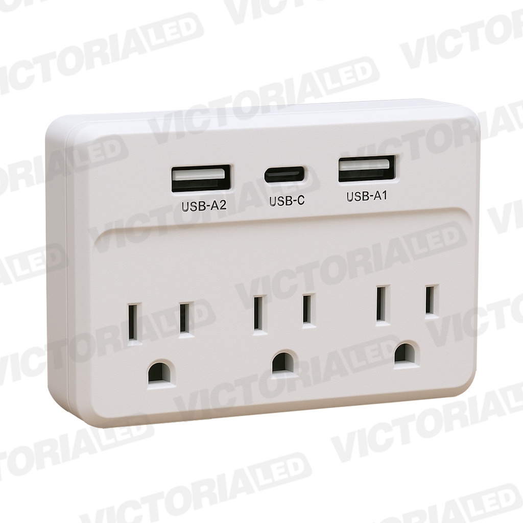 ENCHUFE  MULTIPLE 3 ENTRADAS 2USB-1C