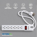 REGLETA 6 PUERTOS 1 METRO DE CABLE 1USB Y 1C