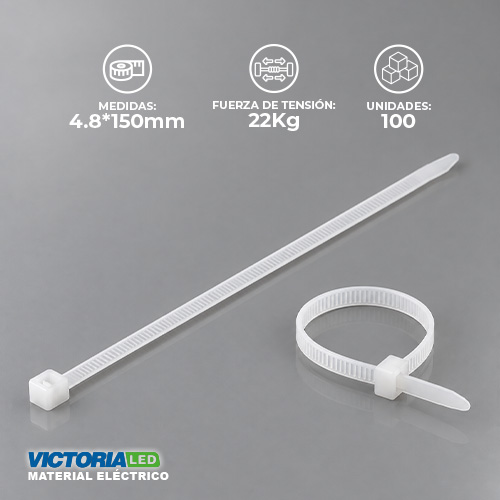 [B-4.8X15] AMARRAS PLASTICAS BLANCA 4.8MMX150MM 100PZAS