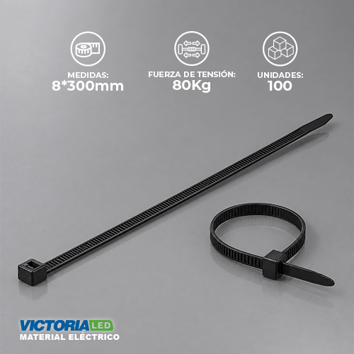 [N-8X30] AMARRAS PLASTICAS NEGRA 8MMX300MM 100PZAS