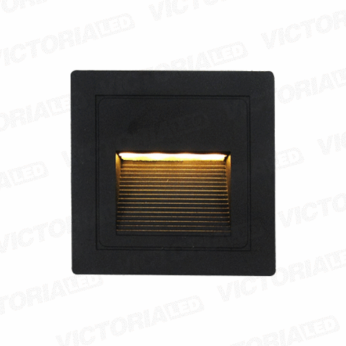 APLIQUE DE PARED IP65 2W 3000K NEGRO 125*125MM