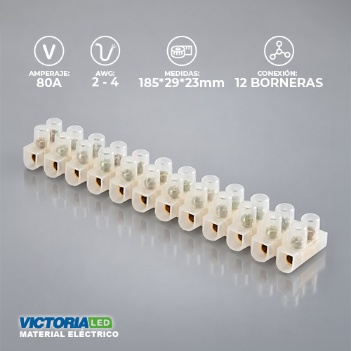 [X3-8012B] BORNERA 12 POLOS 80A BLANCO