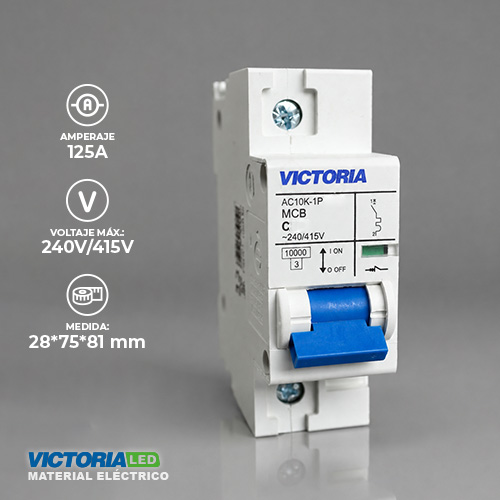[AC10K-1P 125A] BREAKER VICTORIA LED AC 10K 1P 125A 12U/C
