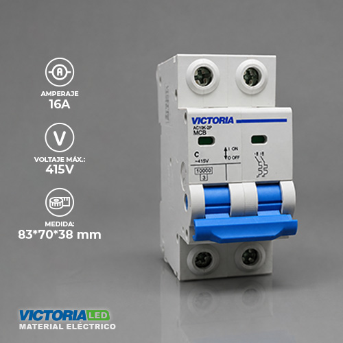 [AC10K-2P 16A] BREAKER VICTORIA LED AC 10K 2P 16A 6U/C