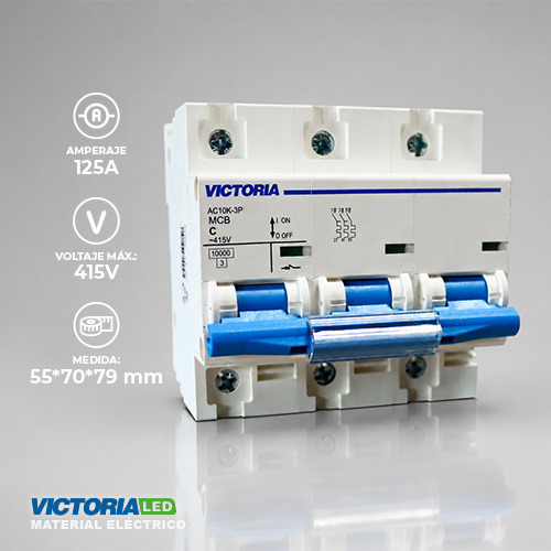 [AC10K-3P 125A] BREAKER VICTORIA LED AC 10K 3P 125A 4U/C