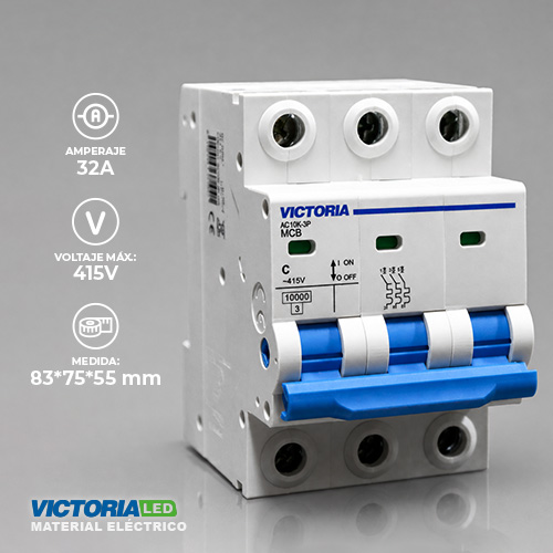 [AC10K-3P 32A] BREAKER VICTORIA LED AC 10K 3P 32A 4U/C