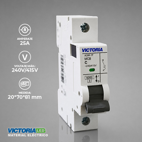 [AC6K-1P 25A] BREAKER VICTORIA LED AC 6K 1P 25A 12U/C
