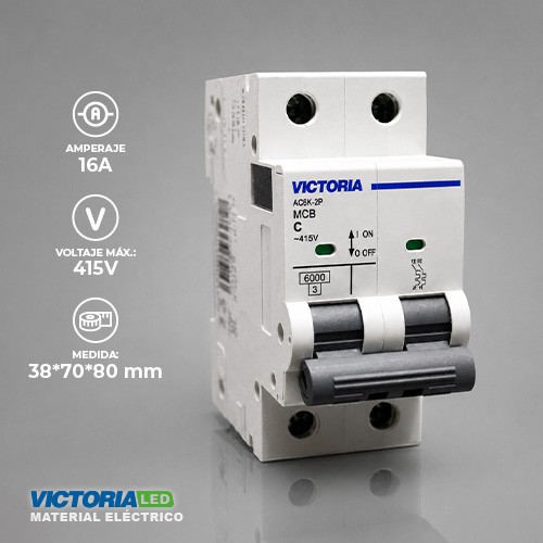 [AC6K-2P 16A] BREAKER VICTORIA LED AC 6K 2P 16A 6U/C