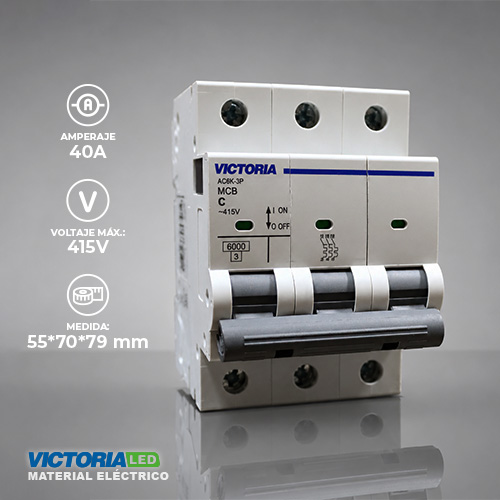 [AC6K-3P 40A] BREAKER VICTORIA LED AC 6K 3P 40A 4U/C