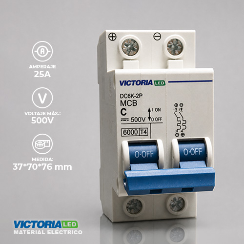 [DC6K-2P 25A] BREAKER VICTORIA LED DC 6K 2P 25A 6U/C