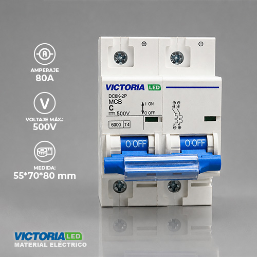 [DC6K-2P 80A] BREAKER VICTORIA LED DC 6K 2P 80A 6U/C