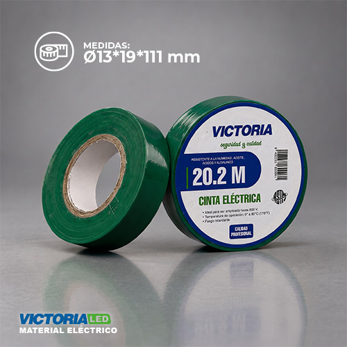 [CEV-11.1M] CINTA ELECTRICA VERDE 0.13X19X11.1M FUEGO RETARDANTE 250U