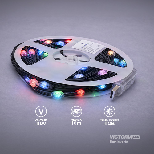 [OB-5V-BK] CINTA LED 10M RGB 0.38MM