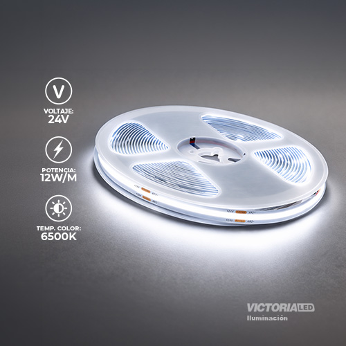 [C5M-COB6K 24V] CINTA LED 5M 24V COB IP20 240LED 6000K 8MM 800L