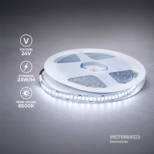 [C5M-6K2835 24V] CINTA LED 5M 24V IP20 10MM 240LED 6500K 23W 1600LM