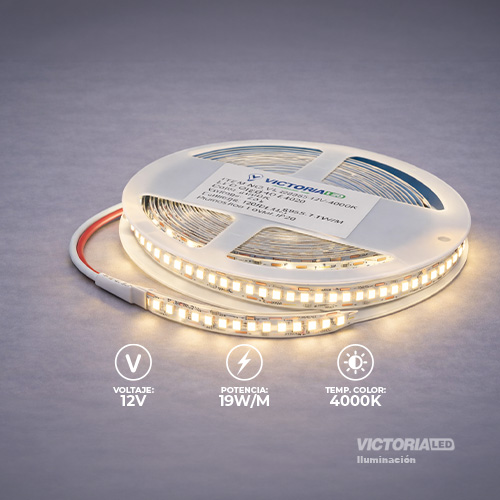 [VL 2835-12V 4000K] CINTA LED 5M IP20 10MM 240LED 4000K 7500LM