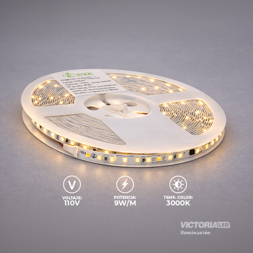 [E-CL110V-3K] EVA CINTA LED 10M AC110V 2835 IP20 90W CON CONECTORES 50U/C