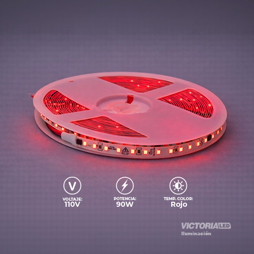 [E-CL110V ROJO] EVA CINTA LED 10M AC110V 2835 IP20 CON CONECTORES 50U/C