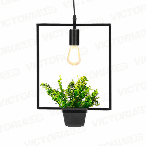 [LC-1545-NE] LAMPARA DECORATIVA DE TECHO 1*E27 METAL NEGRO