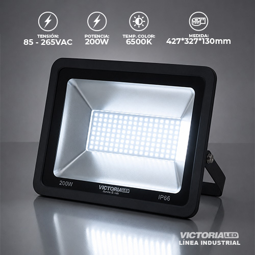 [VRF200W] REFLECTOR INDUSTRIAL AC85-265V FP09 IP66 6500K BLACK FULL POWER
