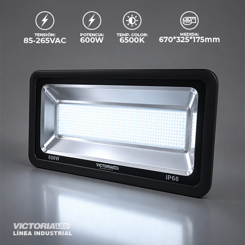 [VRF600W] REFLECTOR INDUSTRIAL AC85-265V FP09 IP66 6500K BLACK FULL POWER