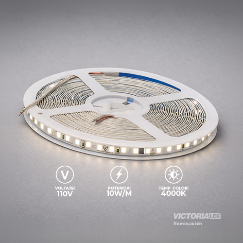 [VL-CL110V 4000K] VICTORIA LED CINTA LED 10M AC110V 2835 IP20 120L CON CONECTORES 50U/C