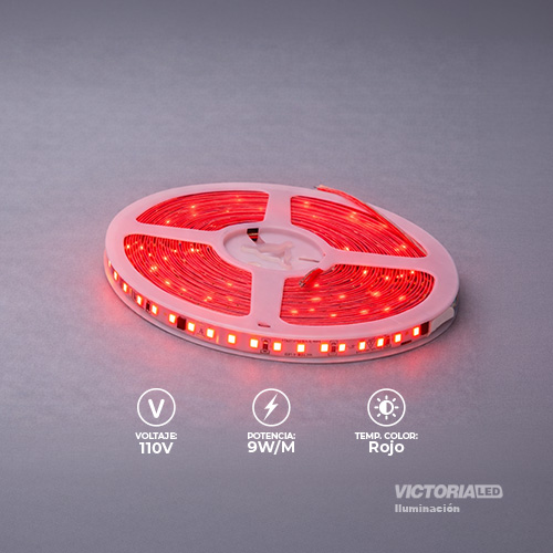 [CL-110V ROJO] VICTORIA LED CINTA LED 10M AC110V 2835 IP20 CON CONECTORES 50U/C