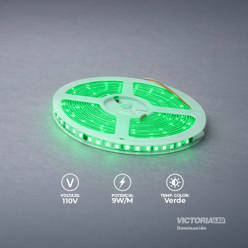 [CL-110V VERDE] VICTORIA LED CINTA LED 10M AC110V 2835 IP20 CON CONECTORES 50U/C