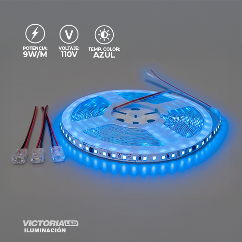 [CL-110V AZUL] VICTORIA LED CINTA LED 10M AC110V 2835 IP20 CON CONECTORES 50U/C