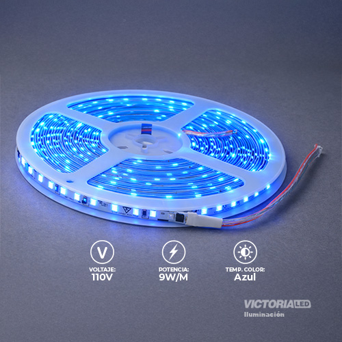 [CL-110V AZUL] VICTORIA LED CINTA LED 10M AC110V 2835 IP20 CON CONECTORES 50U/C