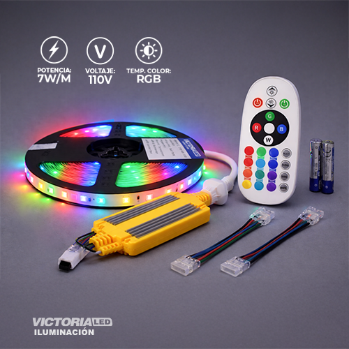 [CL-110V RGB] VICTORIA LED CINTA LED 10M AC110V 5050 IP20 240L CON CONECTORES 50U/C