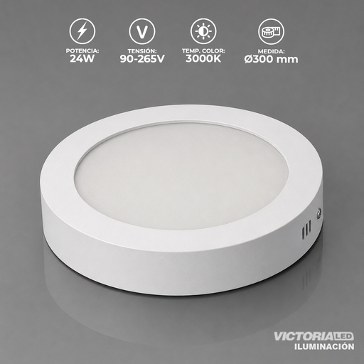 [LV-210 24W 3000K] VICTORIA LED PANEL 3000K 24W SOBREPUESTO REDONDO 15U/C