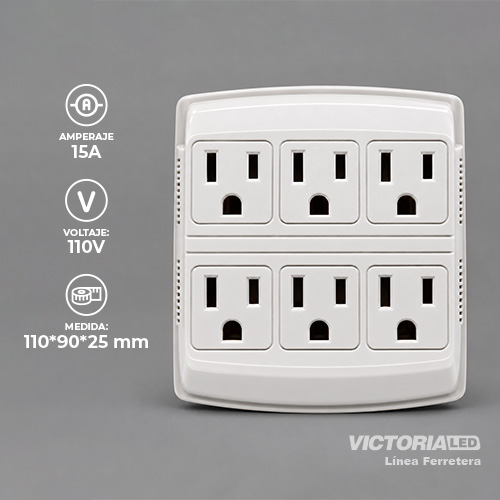 [VLTM6-15A] MULTITOMACONTACTO DE PARED 125V 15A BLANCO 4U/C