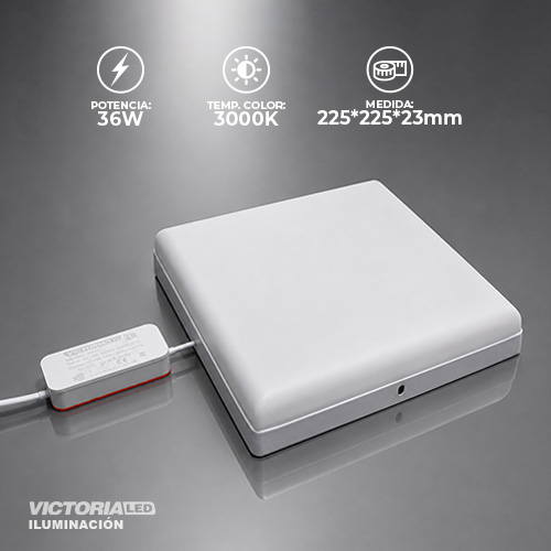 [VP-SCF 36W 3K] VICTORIA LED PANEL SIN BORDE 3000k 36W SOBREPUESTO CUADRADO 10U/C