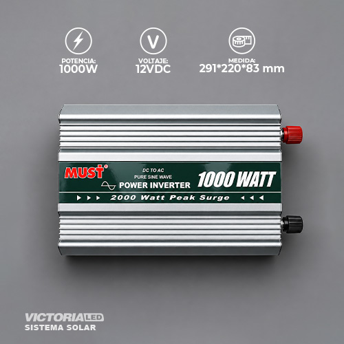 [PI15-1012 LV] SOLAR INVERSOR ONDA SINUSOIDAL PURA 1KW 12VDC