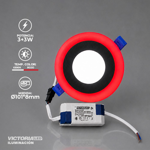 [VP-RER 3+3] VICTORIA LED PANEL EMP RED 3W+3W ROJO 100U/C