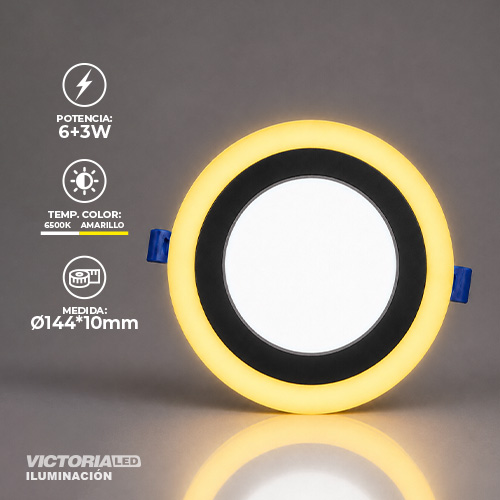 [VP-REA 6+3] VICTORIA LED PANEL EMP RED 6W+3W AMARILLO 50U/C