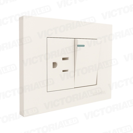 [VL-TM2B] MIXTO INTERRUPTOR + TOMACORRIENTE 16A 125/250V PC BLANCO 10U/C