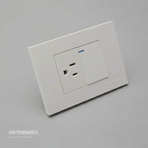 [VL-TM2B] MIXTO INTERRUPTOR + TOMACORRIENTE 16A 125/250V PC BLANCO 10U/C
