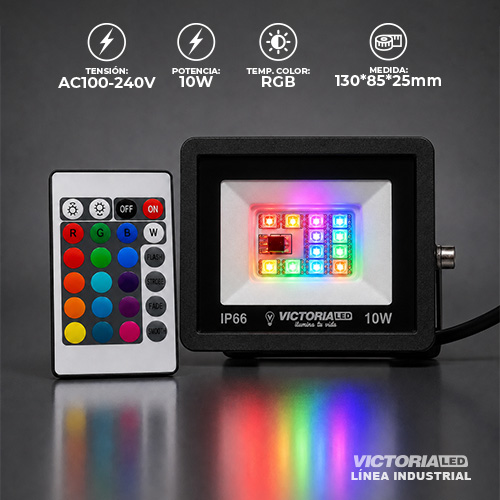 [VL-RGB10W 5050] VICTORIA LED REFLECTOR RGB 100-240V FP0.5