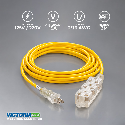 [VLEX-3P 3M] CABLE DE EXTENSIÓN 3 METROS 3 PUERTOS
