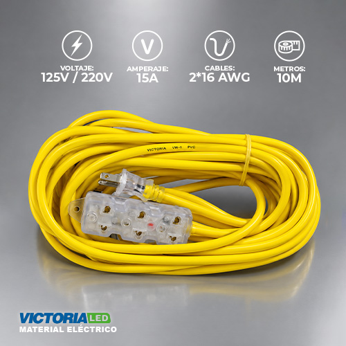 [VLEX-3P 10M] CABLE DE EXTENSIÓN 10 METROS 3 SALIDAS 