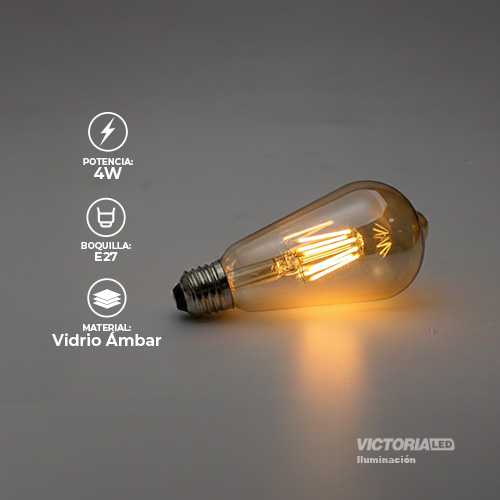 [ZM-10 AMBAR] FOCO LED DECORATIVO VINTAGE 4W E27 110V AMBAR 100U/C