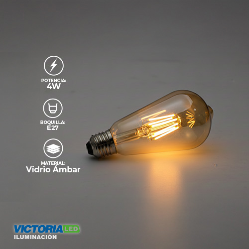 [ZM-10 AMBAR] FOCO LED DECORATIVO VINTAGE 4W E27 110V AMBAR 100U/C